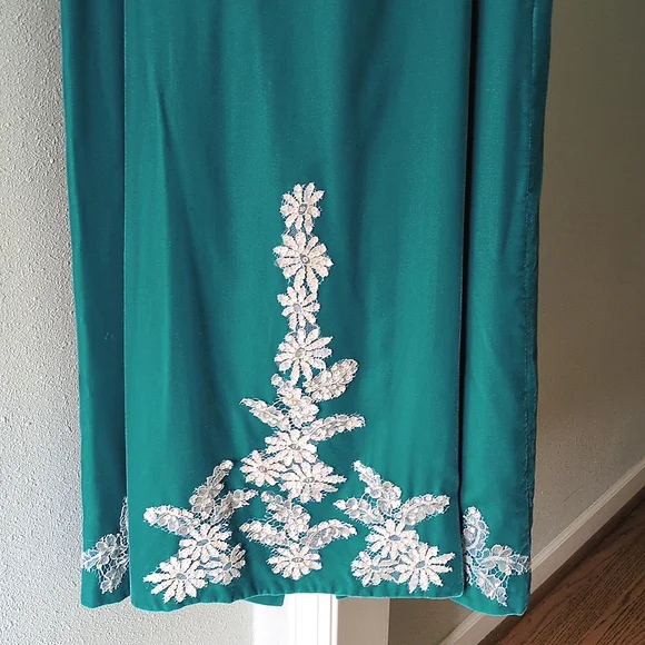 Stunning True Vintage Turquoise Velvet Dress XS - Picture 6 of 12
